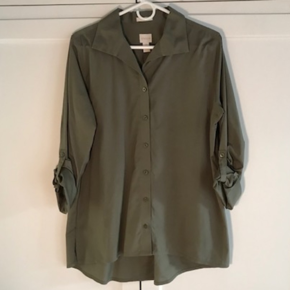 Chico's No-Iron Tunic Shirt Size 2